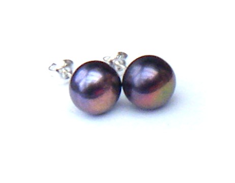 Black 9-9.5mm Stud Earrings